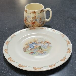 Royal Doulton Children's Bunnykins Design Nursery Set Dinner Plate and Mug China